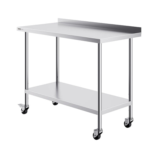 24 x 48 x 40 Inch Stainless Steel Work Table, Commercial Food Prep Worktable with Casters, Heavy Duty Prep V952-CFBXGGZTLCDJOVC8PV0