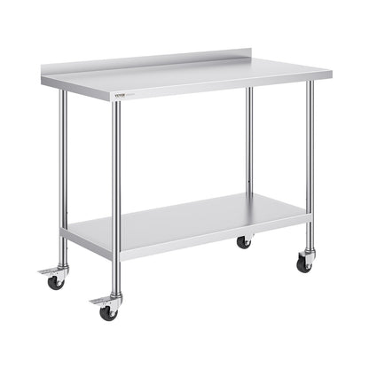 24 x 48 x 40 Inch Stainless Steel Work Table, Commercial Food Prep Worktable with Casters, Heavy Duty Prep V952-CFBXGGZTLCDJOVC8PV0
