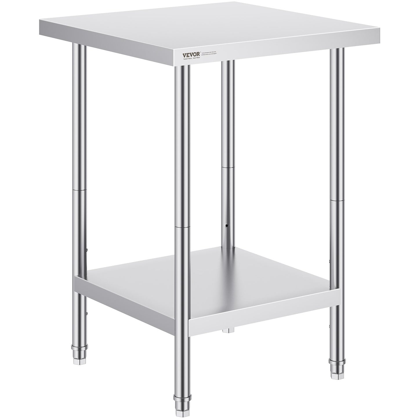 Stainless Steel Prep Table, 24 x 24 x 34 Inch, Heavy Duty Metal Worktable with 3 Adjustable Height Levels, V952-CFBXGGZTLCWJ45FJ5V0