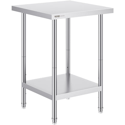 Stainless Steel Prep Table, 24 x 24 x 34 Inch, Heavy Duty Metal Worktable with 3 Adjustable Height Levels, V952-CFBXGGZTLCWJ45FJ5V0