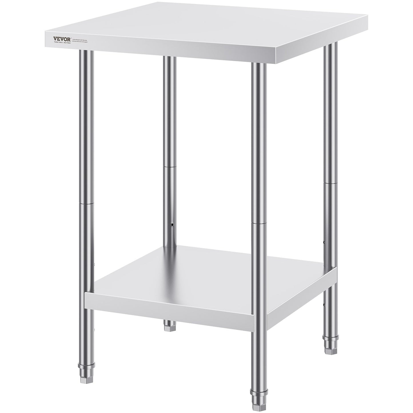 Stainless Steel Prep Table, 24 x 24 x 34 Inch, Heavy Duty Metal Worktable with 3 Adjustable Height Levels, V952-CFBXGGZTLCWJ45FJ5V0