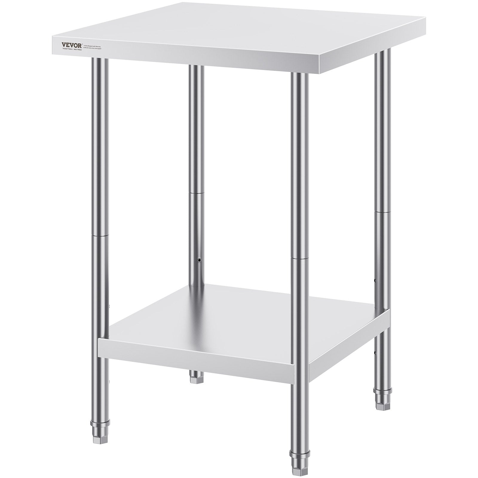 Stainless Steel Prep Table, 24 x 24 x 34 Inch, Heavy Duty Metal Worktable with 3 Adjustable Height Levels, V952-CFBXGGZTLCWJ45FJ5V0