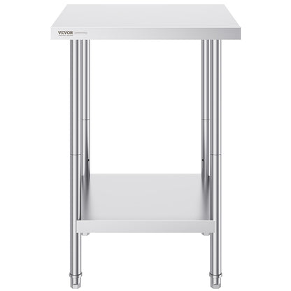 Stainless Steel Prep Table, 24 x 24 x 34 Inch, Heavy Duty Metal Worktable with 3 Adjustable Height Levels, V952-CFBXGGZTLCWJ45FJ5V0