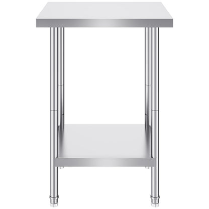Stainless Steel Prep Table, 24 x 24 x 34 Inch, Heavy Duty Metal Worktable with 3 Adjustable Height Levels, V952-CFBXGGZTLCWJ45FJ5V0