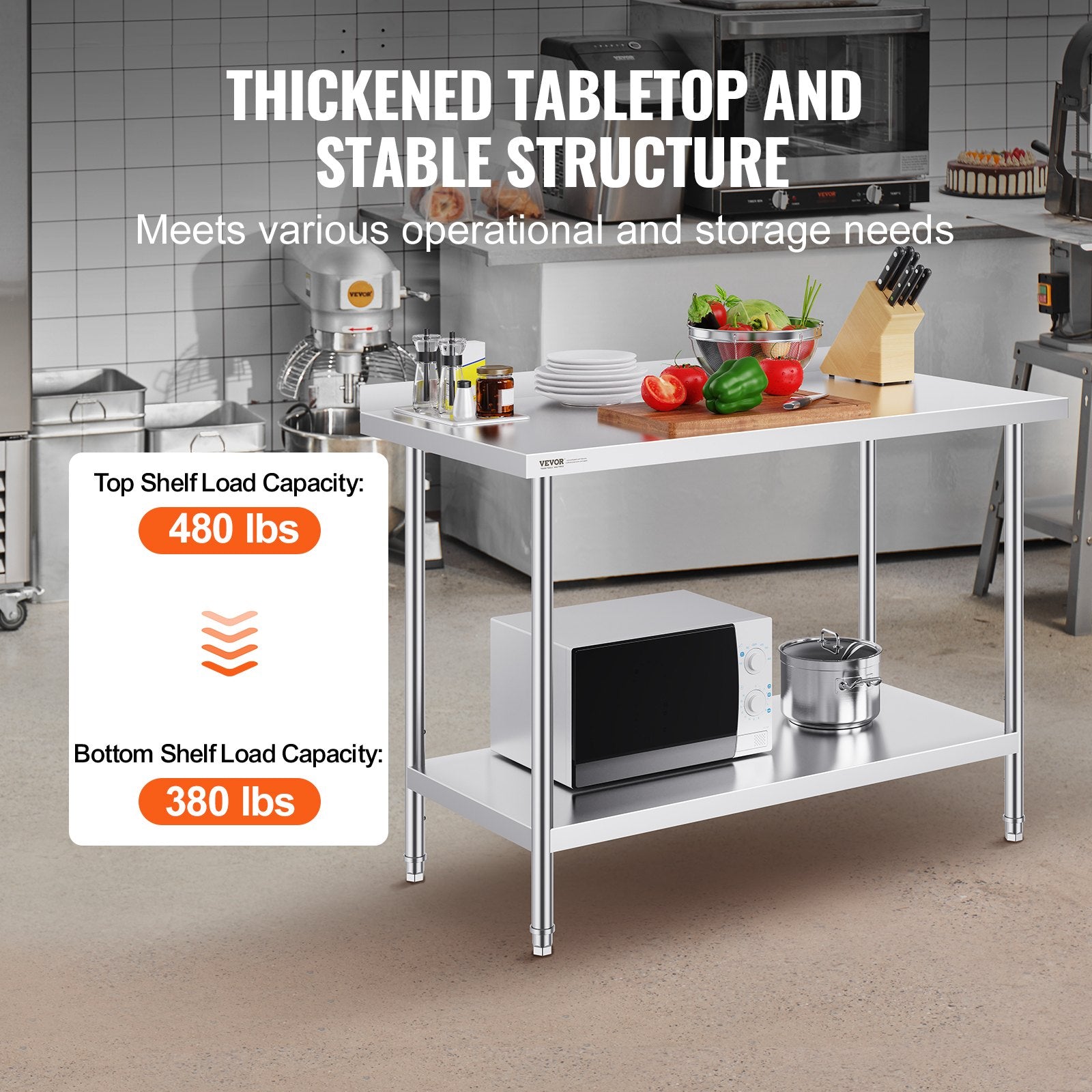 24 x 48 x 36 Inch Stainless Steel Work Table, Commercial Food Prep Worktable Heavy Duty Prep Worktable, Metal V952-CFBXGGZTLCWJ4SWV4V0