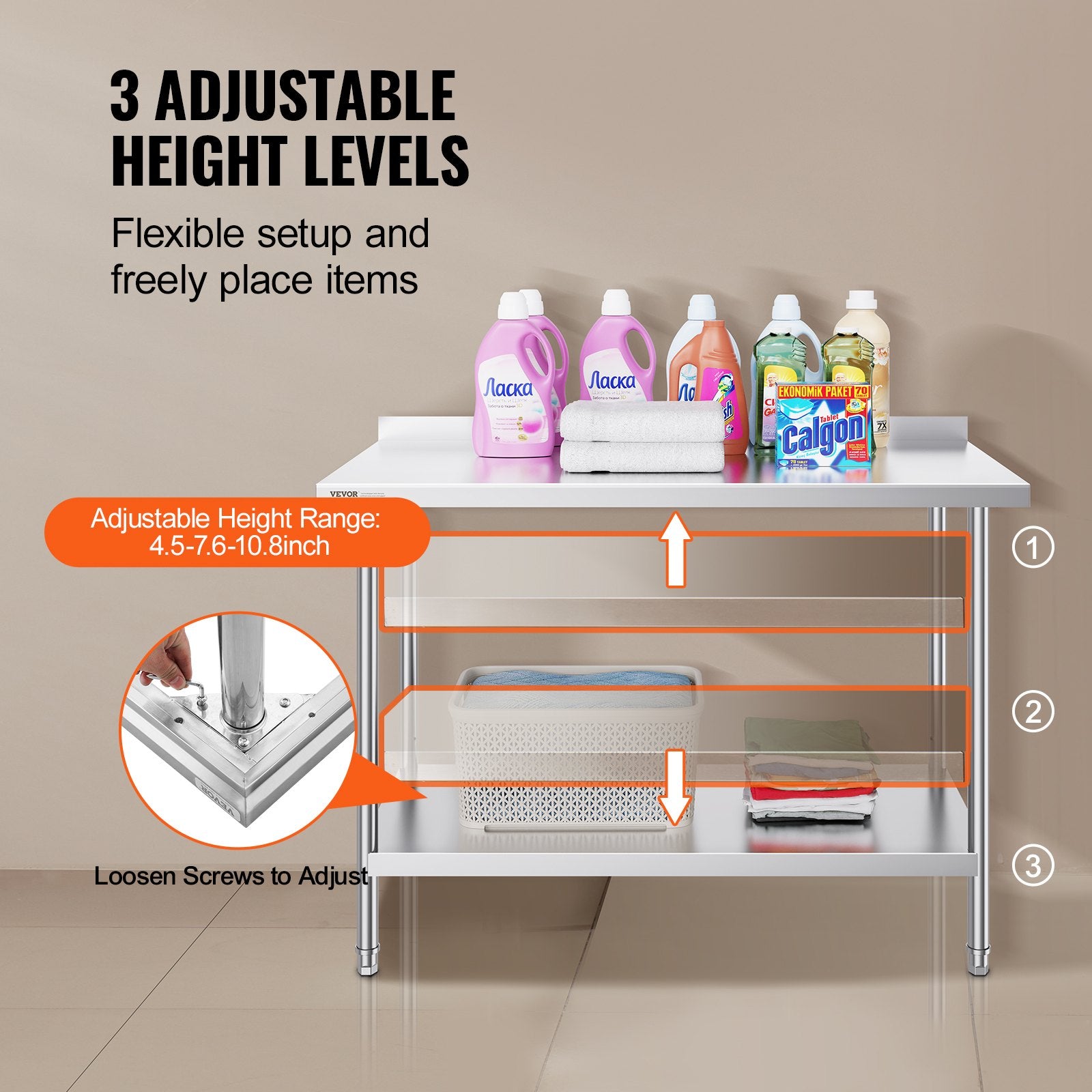 24 x 48 x 36 Inch Stainless Steel Work Table, Commercial Food Prep Worktable Heavy Duty Prep Worktable, Metal V952-CFBXGGZTLCWJ4SWV4V0