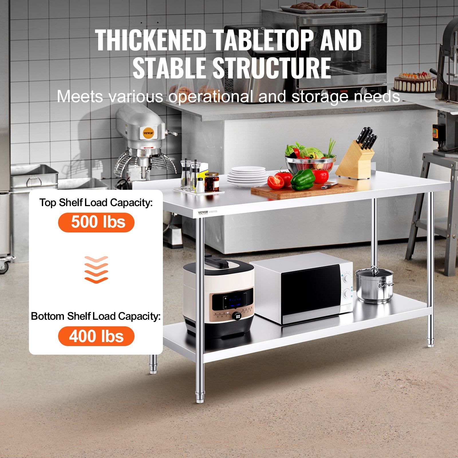 24 x 60 x 36 Inch Stainless Steel Work Table, Commercial Food Prep Worktable Heavy Duty Prep Worktable, Metal V952-CFBXGGZTLCWJ81648V0