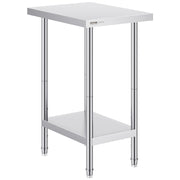 Stainless Steel Prep Table, 24 x 18 x 34 Inch, Heavy Duty Metal Worktable with 3 Adjustable Height Levels, V952-CFBXGGZTLCWJ8T6BLV0