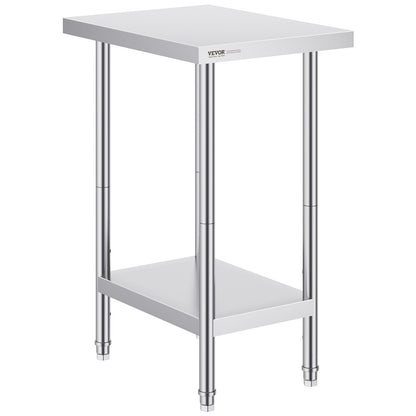 Stainless Steel Prep Table, 24 x 18 x 34 Inch, Heavy Duty Metal Worktable with 3 Adjustable Height Levels, V952-CFBXGGZTLCWJ8T6BLV0