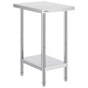Stainless Steel Prep Table, 24 x 18 x 34 Inch, Heavy Duty Metal Worktable with 3 Adjustable Height Levels, V952-CFBXGGZTLCWJ8T6BLV0