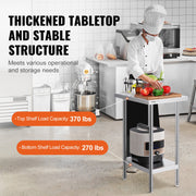 Stainless Steel Prep Table, 24 x 18 x 34 Inch, Heavy Duty Metal Worktable with 3 Adjustable Height Levels, V952-CFBXGGZTLCWJ8T6BLV0