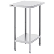 Stainless Steel Prep Table, 24 x 18 x 34 Inch, Heavy Duty Metal Worktable with 3 Adjustable Height Levels, V952-CFBXGGZTLCWJ8T6BLV0