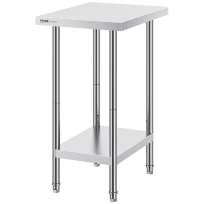 Stainless Steel Prep Table, 24 x 18 x 34 Inch, Heavy Duty Metal Worktable with 3 Adjustable Height Levels, V952-CFBXGGZTLCWJ8T6BLV0