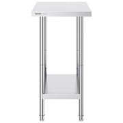 Stainless Steel Prep Table, 24 x 18 x 34 Inch, Heavy Duty Metal Worktable with 3 Adjustable Height Levels, V952-CFBXGGZTLCWJ8T6BLV0