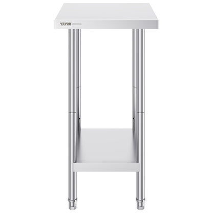 Stainless Steel Prep Table, 24 x 18 x 34 Inch, Heavy Duty Metal Worktable with 3 Adjustable Height Levels, V952-CFBXGGZTLCWJ8T6BLV0