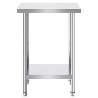 Stainless Steel Prep Table, 24 x 18 x 34 Inch, Heavy Duty Metal Worktable with 3 Adjustable Height Levels, V952-CFBXGGZTLCWJ8T6BLV0