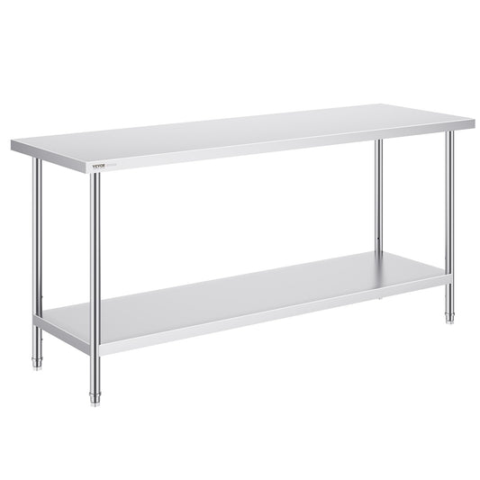 Stainless Steel Prep Table, 24 x 72 x 34 Inch, Heavy Duty Metal Worktable with 3 Adjustable Height Levels, V952-CFBXGGZTLCWJFVL3YV0