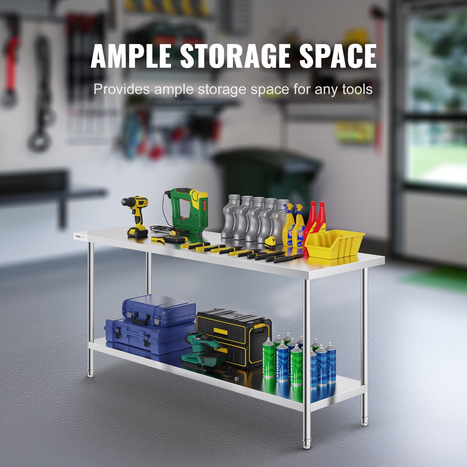 Stainless Steel Prep Table, 24 x 72 x 34 Inch, Heavy Duty Metal Worktable with 3 Adjustable Height Levels, V952-CFBXGGZTLCWJFVL3YV0