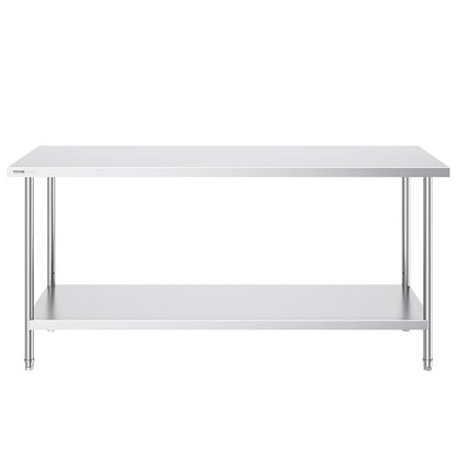 Stainless Steel Prep Table, 24 x 72 x 34 Inch, Heavy Duty Metal Worktable with 3 Adjustable Height Levels, V952-CFBXGGZTLCWJFVL3YV0
