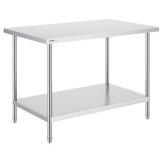 Stainless Steel Prep Table, 30 x 48 x 34 Inch, Heavy Duty Metal Worktable with 3 Adjustable Height Levels, V952-CFBXGGZTLCWJMJYVIV0