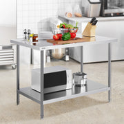 Stainless Steel Prep Table, 30 x 48 x 34 Inch, Heavy Duty Metal Worktable with 3 Adjustable Height Levels, V952-CFBXGGZTLCWJMJYVIV0