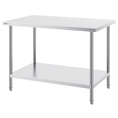 Stainless Steel Prep Table, 30 x 48 x 34 Inch, Heavy Duty Metal Worktable with 3 Adjustable Height Levels, V952-CFBXGGZTLCWJMJYVIV0