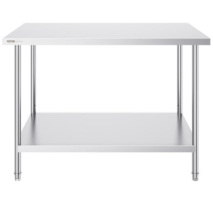 Stainless Steel Prep Table, 30 x 48 x 34 Inch, Heavy Duty Metal Worktable with 3 Adjustable Height Levels, V952-CFBXGGZTLCWJMJYVIV0