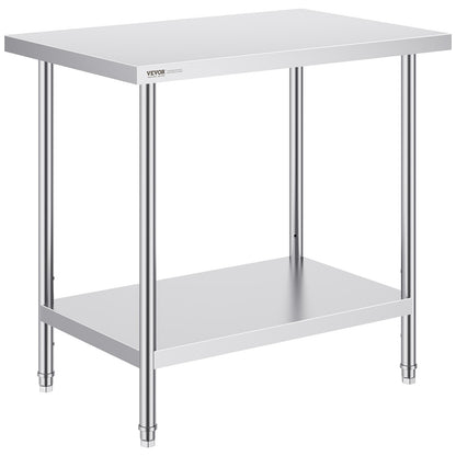 Stainless Steel Prep Table, 24 x 36 x 34 Inch, Heavy Duty Metal Worktable with 3 Adjustable Height Levels, V952-CFBXGGZTLCWJOPMIYV0
