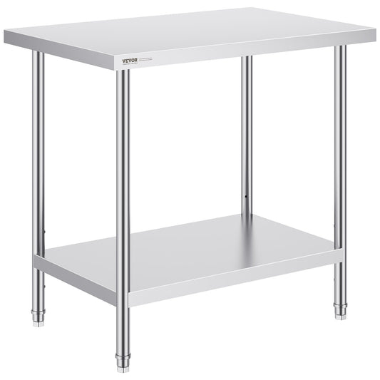 Stainless Steel Prep Table, 24 x 36 x 34 Inch, Heavy Duty Metal Worktable with 3 Adjustable Height Levels, V952-CFBXGGZTLCWJOPMIYV0