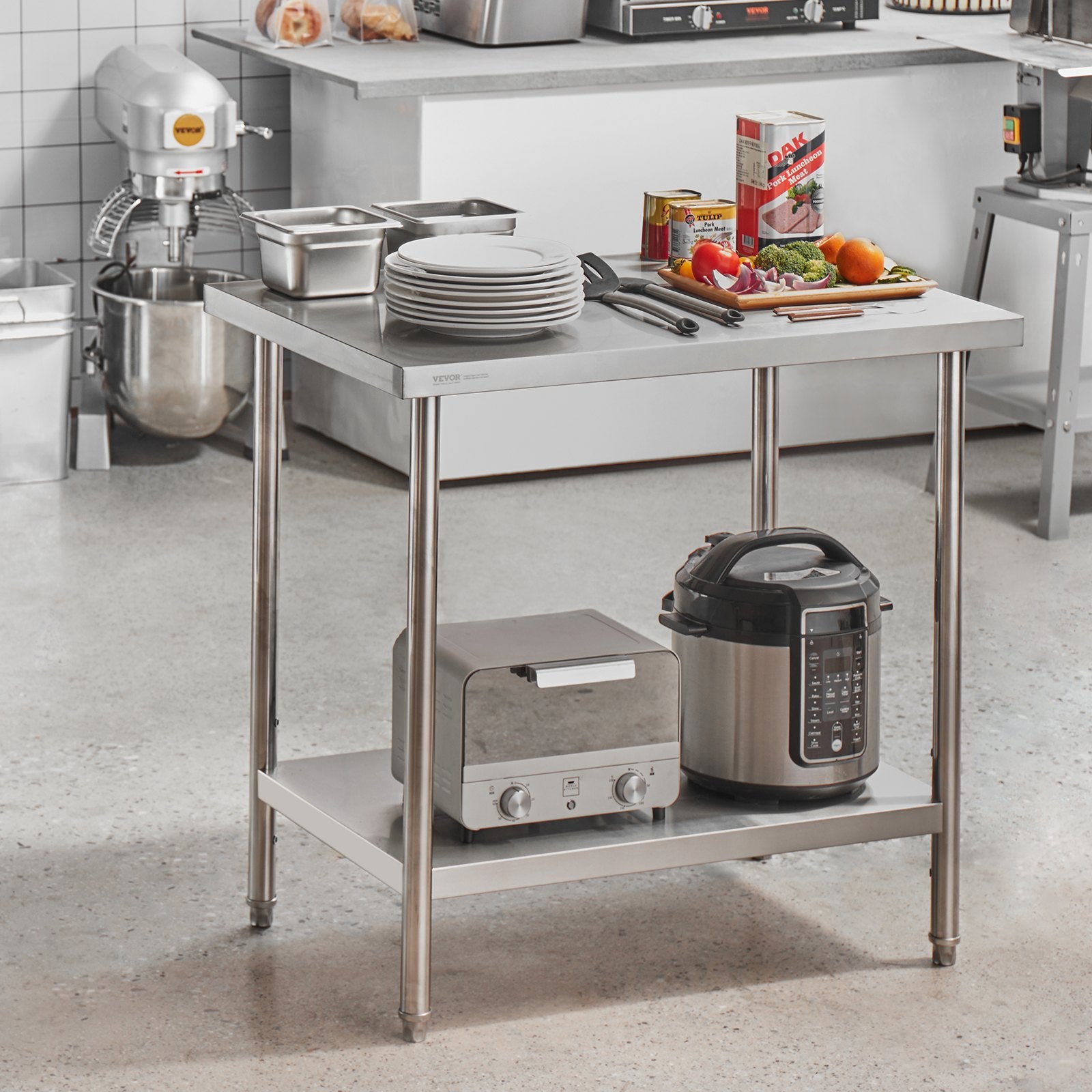 Stainless Steel Prep Table, 24 x 36 x 34 Inch, Heavy Duty Metal Worktable with 3 Adjustable Height Levels, V952-CFBXGGZTLCWJOPMIYV0