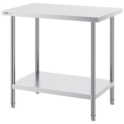 Stainless Steel Prep Table, 24 x 36 x 34 Inch, Heavy Duty Metal Worktable with 3 Adjustable Height Levels, V952-CFBXGGZTLCWJOPMIYV0
