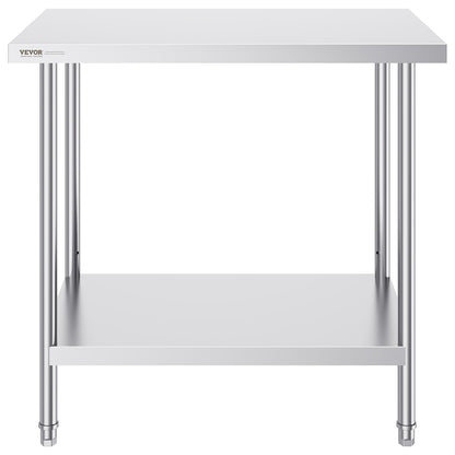 Stainless Steel Prep Table, 24 x 36 x 34 Inch, Heavy Duty Metal Worktable with 3 Adjustable Height Levels, V952-CFBXGGZTLCWJOPMIYV0