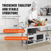 Stainless Steel Work Prep Table Commercial Worktable Food Prep 24x60x34in V952-CFBXGGZTLCWJPPGVSV0