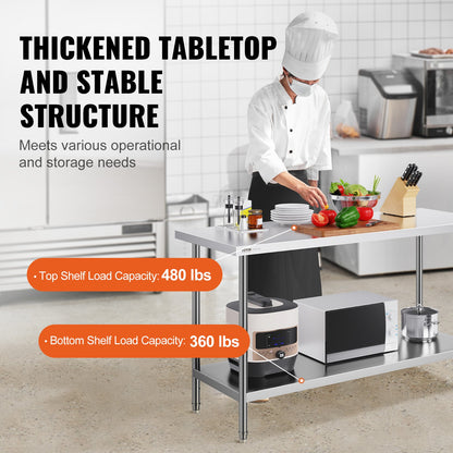 Stainless Steel Work Prep Table Commercial Worktable Food Prep 24x60x34in V952-CFBXGGZTLCWJPPGVSV0