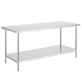 Stainless Steel Prep Table, 30 x 72 x 34 Inch, Heavy Duty Metal Worktable with 3 Adjustable Height Levels, V952-CFBXGGZTLCWJS66RVV0