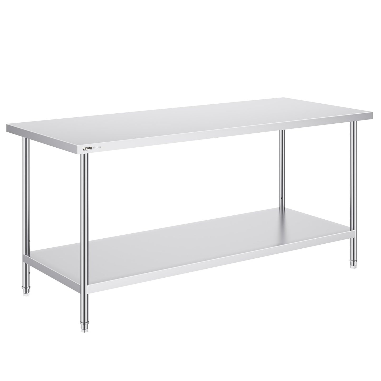 Stainless Steel Prep Table, 30 x 72 x 34 Inch, Heavy Duty Metal Worktable with 3 Adjustable Height Levels, V952-CFBXGGZTLCWJS66RVV0