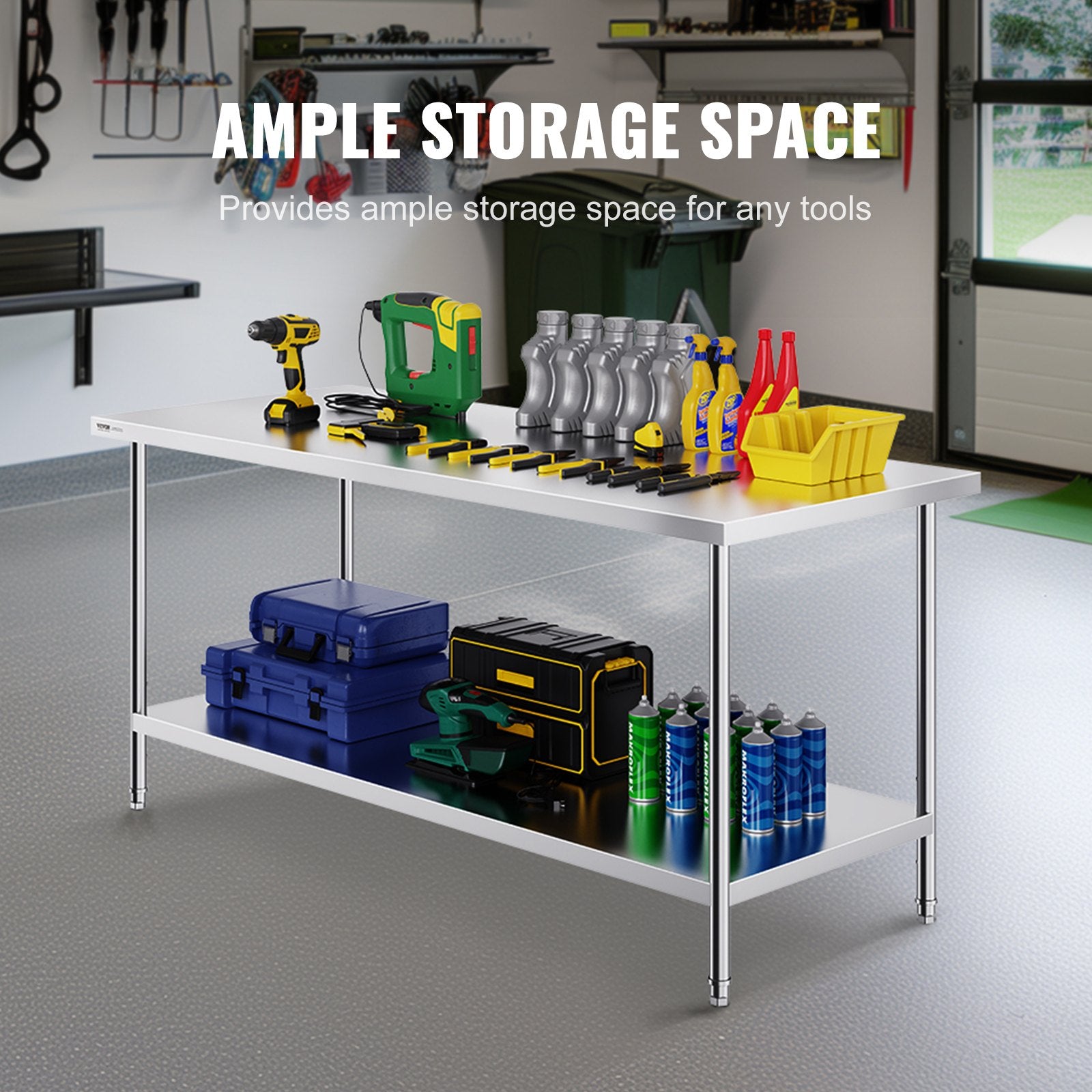 Stainless Steel Prep Table, 30 x 72 x 34 Inch, Heavy Duty Metal Worktable with 3 Adjustable Height Levels, V952-CFBXGGZTLCWJS66RVV0