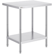 Stainless Steel Prep Table, 24 x 30 x 34 Inch, Heavy Duty Metal Worktable with 3 Adjustable Height Levels, V952-CFBXGGZTLCWJX36QKV0
