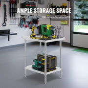 Stainless Steel Prep Table, 24 x 30 x 34 Inch, Heavy Duty Metal Worktable with 3 Adjustable Height Levels, V952-CFBXGGZTLCWJX36QKV0