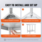 Stainless Steel Prep Table, 24 x 30 x 34 Inch, Heavy Duty Metal Worktable with 3 Adjustable Height Levels, V952-CFBXGGZTLCWJX36QKV0