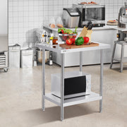Stainless Steel Prep Table, 24 x 30 x 34 Inch, Heavy Duty Metal Worktable with 3 Adjustable Height Levels, V952-CFBXGGZTLCWJX36QKV0