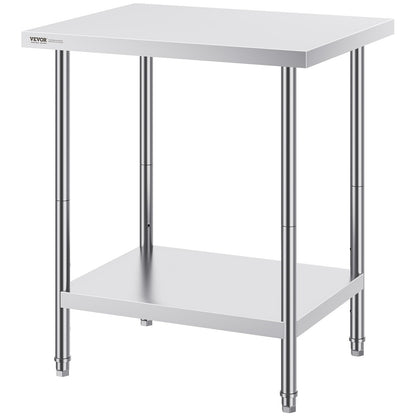 Stainless Steel Prep Table, 24 x 30 x 34 Inch, Heavy Duty Metal Worktable with 3 Adjustable Height Levels, V952-CFBXGGZTLCWJX36QKV0