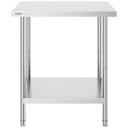 Stainless Steel Prep Table, 24 x 30 x 34 Inch, Heavy Duty Metal Worktable with 3 Adjustable Height Levels, V952-CFBXGGZTLCWJX36QKV0