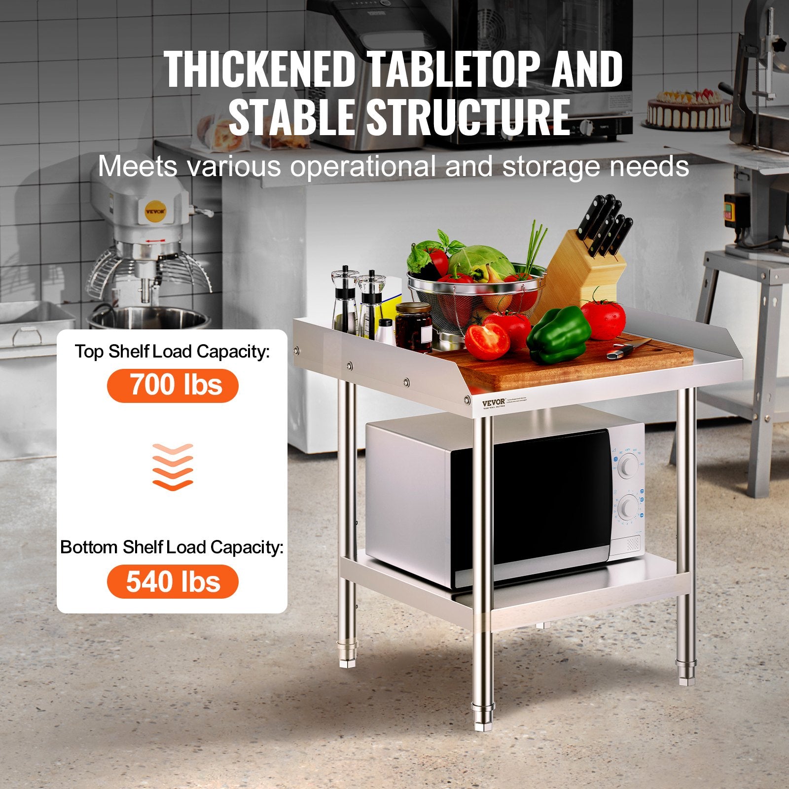 Stainless Steel Work Table, 24 x 24 x 26 Inch Commercial Food Prep Worktable, 3-Sided Backsplash Heavy Duty V952-CFBXGGZTSBT2DPGGMV0