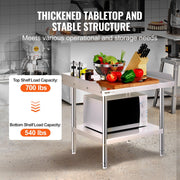 Stainless Steel Work Table, 24 x 28 x 26 Inch Commercial Food Prep Worktable, 3-Sided Backsplash Heavy Duty V952-CFBXGGZTSBT2QR0IEV0