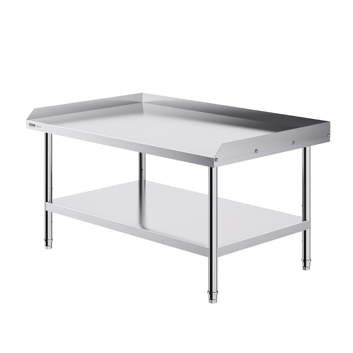 Stainless Steel Work Table, 762 x 1219 x 660 mm Commercial Food Prep Worktable, 3-Sided Backsplash Heavy Duty V952-CFBXGGZTSBT3X3G63V0