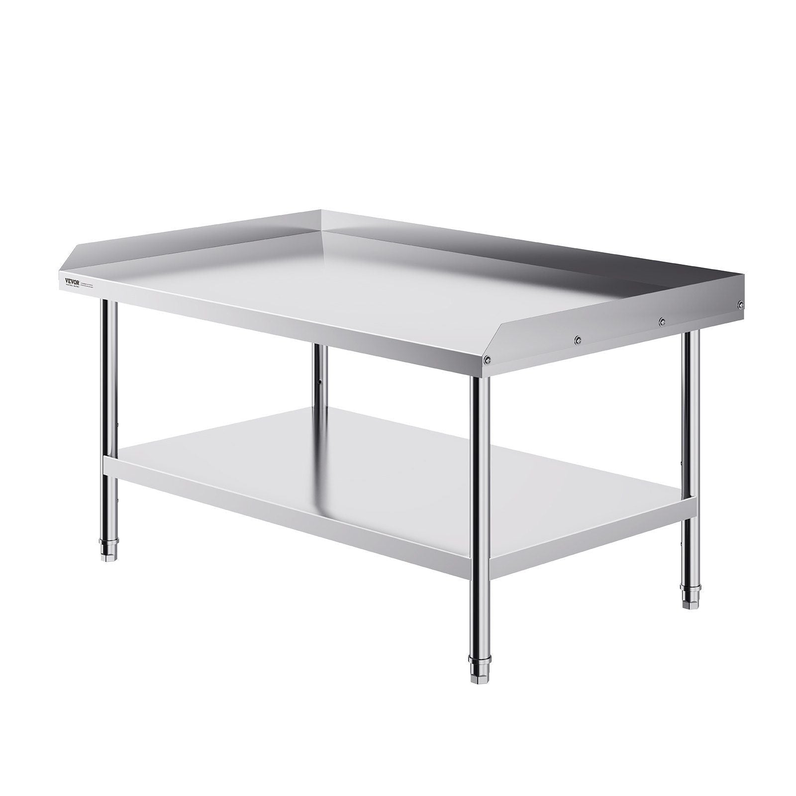 Stainless Steel Work Table, 762 x 1219 x 660 mm Commercial Food Prep Worktable, 3-Sided Backsplash Heavy Duty V952-CFBXGGZTSBT3X3G63V0