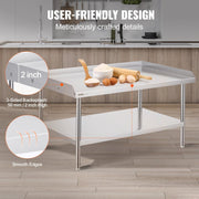 Stainless Steel Work Table, 762 x 1219 x 660 mm Commercial Food Prep Worktable, 3-Sided Backsplash Heavy Duty V952-CFBXGGZTSBT3X3G63V0