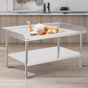 Stainless Steel Work Table, 762 x 1219 x 660 mm Commercial Food Prep Worktable, 3-Sided Backsplash Heavy Duty V952-CFBXGGZTSBT3X3G63V0