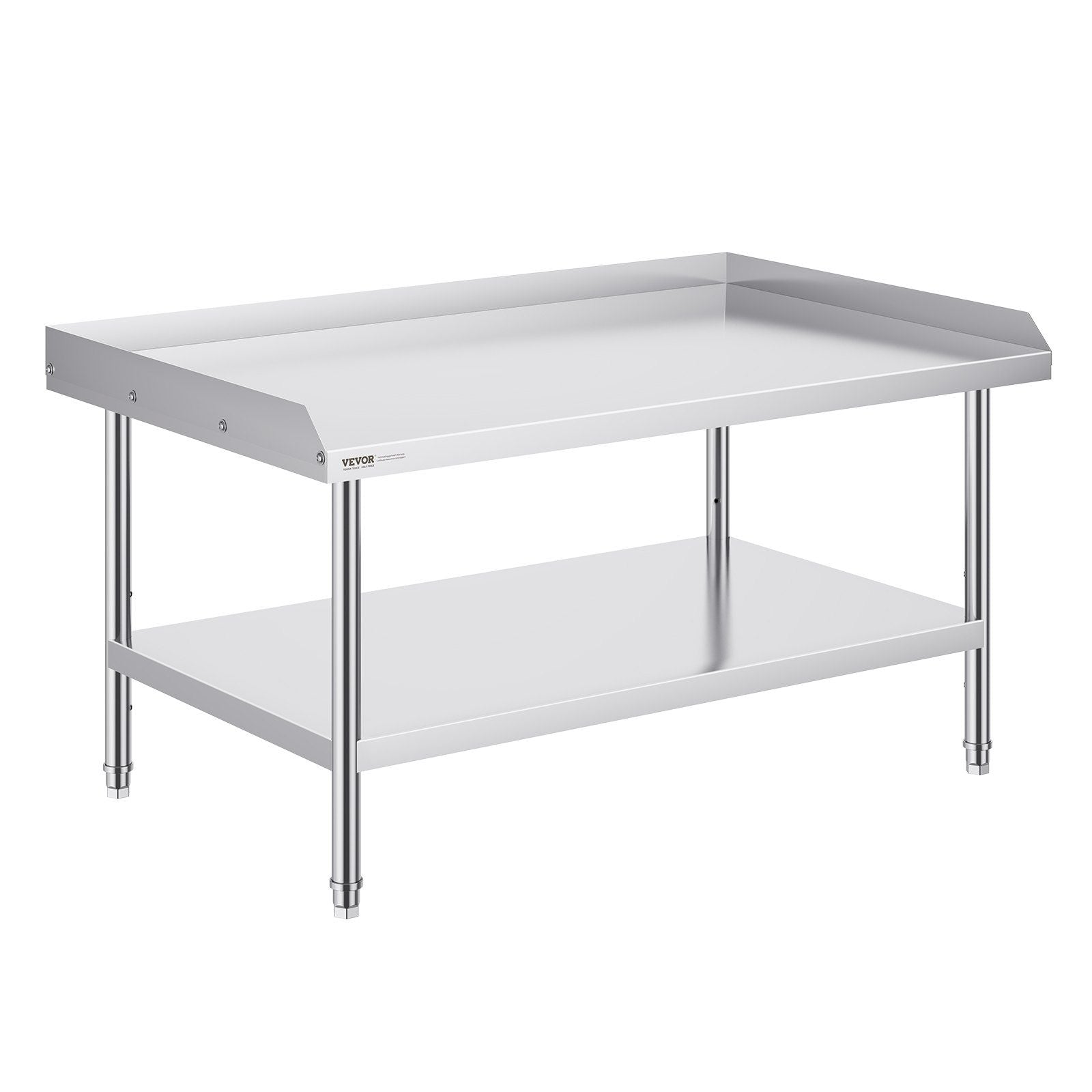 Stainless Steel Work Table, 762 x 1219 x 660 mm Commercial Food Prep Worktable, 3-Sided Backsplash Heavy Duty V952-CFBXGGZTSBT3X3G63V0